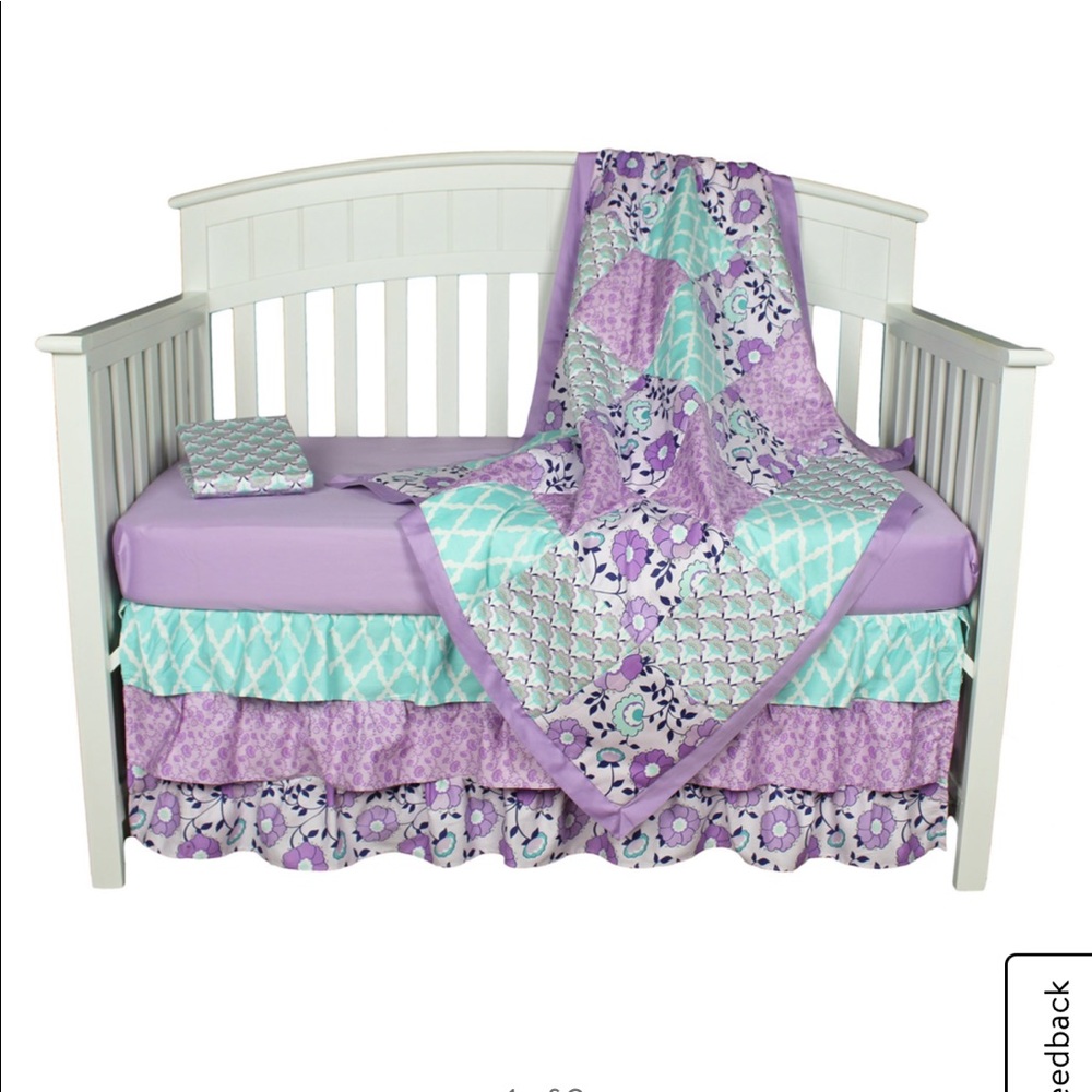 Baby girl nursery bedding.